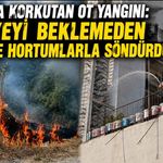 Bolu’da korkutan ot yangını: İtfaiyeyi beklemeden kova ve hortumlarla söndürdüler