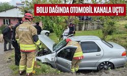 BOLU DAĞINDA OTOMOBİL KANALA UÇTU