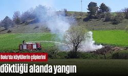 Bolu'da köylülerin çöplerini döktüğü alanda yangın
