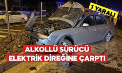 ALKOLLÜ SÜRÜCÜ ELEKTRİK DİREĞİNE ÇARPTI: 1 YARALI