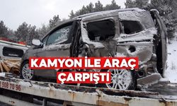 Mudurnu-Bolu Yolunda Kaza, Hafif Ticari Araç ile Kamyon Çarpıştı