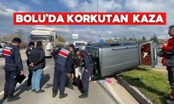 Bolu’da Kamyonla Çarpışan Otomobil Devrildi