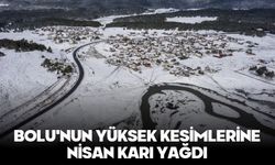 BOLU'NUN YÜKSEK KESİMLERİNE NİSAN KARI YAĞDI