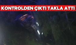 Bolu’da Kontrolden Çıkan Otomobil Devrildi