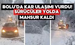 Bolu’da Kar Yağışı Sonrası Yol Kapandı, Sürücüler Mahsur Kaldı
