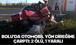 Bolu'da otomobil yön direğine çarptı: 2 ölü, 1 yaralı