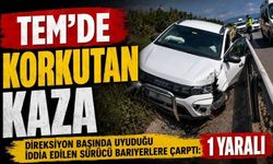 Bolu TEM’de Kontrolden Çıkan Otomobil Bariyerlere Saplandı