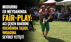 MUDURNU ER MEYDANINDA FAİR-PLAY: ACI ÇEKEN RAKİBİNİ KUCAĞINDA TAŞIDI, İMDADINA SEYİRCİ YETİŞTİ