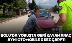 BOLU'DA YOKUŞTA GERİ KAYAN ARAÇ AYNI OTOMOBİLE 3 KEZ ÇARPTI
