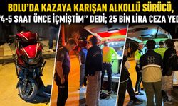 Bolu'da kazaya karışan alkollü sürücü, "4-5 saat önce içmiştim" dedi; 25 bin lira ceza yedi