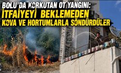 Bolu’da korkutan ot yangını: İtfaiyeyi beklemeden kova ve hortumlarla söndürdüler