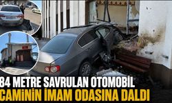 84 METRE SAVRULAN OTOMOBİL CAMİNİN İMAM ODASINA DALDI