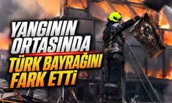 Bolu'da Alevlerle Mücadelede Dikkat Çeken An: Türk Bayrağını Güvene Aldı