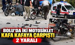 BOLU'DA İKİ MOTOSİKLET KAFA KAFAYA ÇARPIŞTI: 2 YARALI
