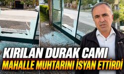 Bolu'da şehir magandaları otobüs durağının camını kırdı