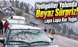 Yedigöller Yolunda Kar Sürprizi! Her Yer Beyaza Büründü