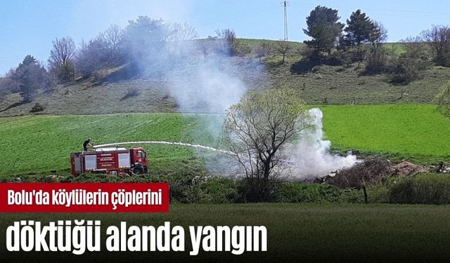 Bolu'da köylülerin çöplerini döktüğü alanda yangın