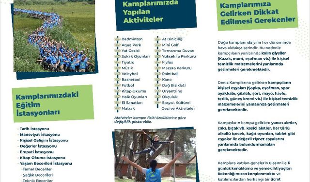 GENÇLİK KAMPLARI İÇİN BAŞVURULAR BAŞLADI