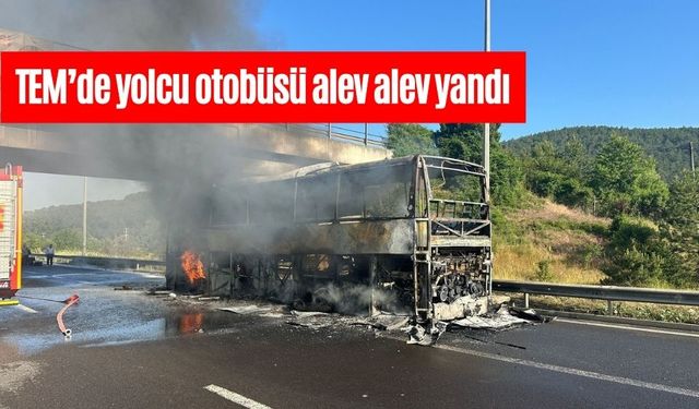 TEM’de yolcu otobüsü alev alev yandı