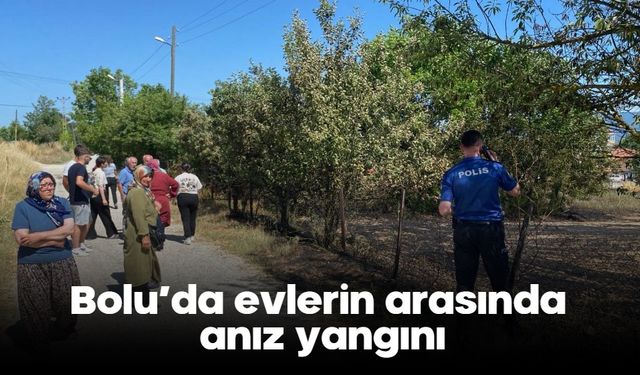 Bolu’da evlerin arasında anız yangını