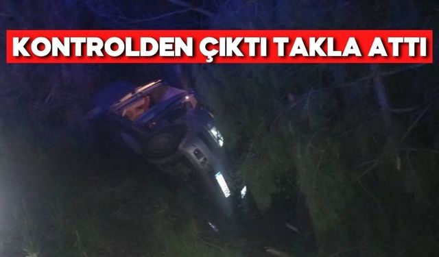 Bolu’da Kontrolden Çıkan Otomobil Devrildi