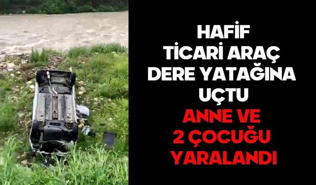 Bolu'da hafif ticari araç dere yatağına uçtu: Anne ve 2 çocuğu yaralandı