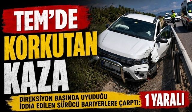 Bolu TEM’de Kontrolden Çıkan Otomobil Bariyerlere Saplandı