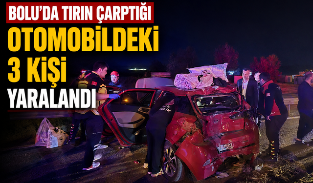 BOLU'DA TIRIN ÇARPTIĞI OTOMOBİLDEKİ 3 KİŞİ YARALANDI