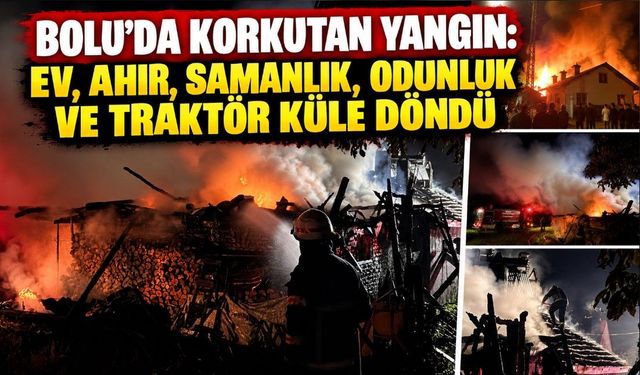 BOLU’DA KORKUTAN YANGIN: EV, AHIR, SAMANLIK, ODUNLUK VE TRAKTÖR KÜLE DÖNDÜ
