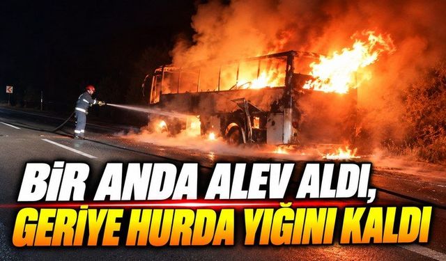 Seyir Halindeki Midibüs Alevlere Teslim Oldu