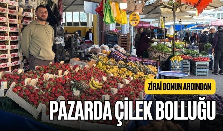 ZİRAİ DONUN ARDINDAN PAZARDA ÇİLEK BOLLUĞU