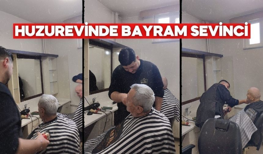 Bolu’da Berberlerden Huzurevinde Bayram Tıraşı