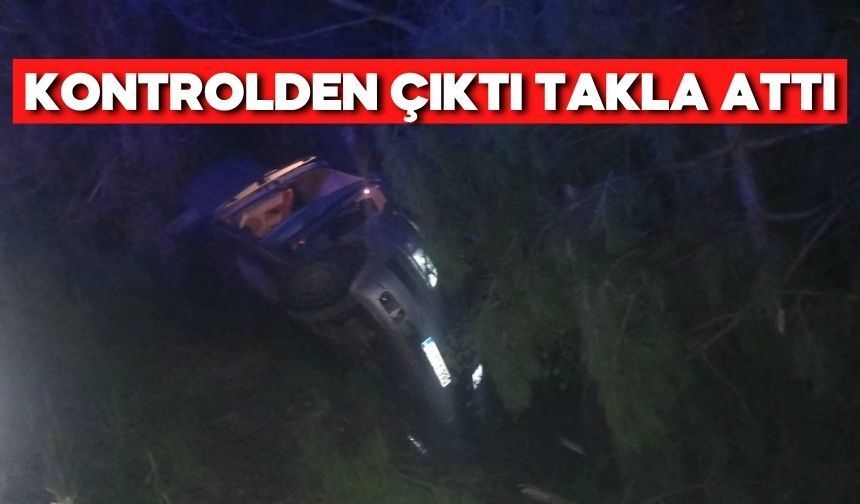 Bolu’da Kontrolden Çıkan Otomobil Devrildi
