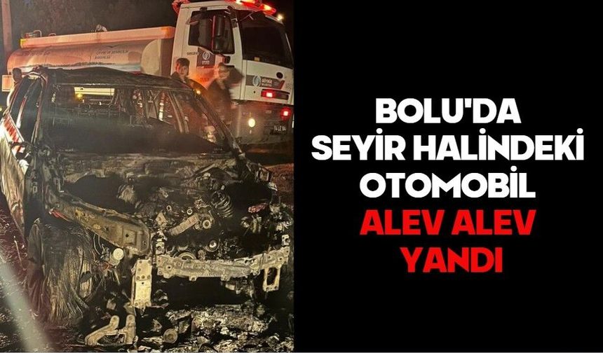 Bolu'da seyir halindeki otomobil alev alev yandı