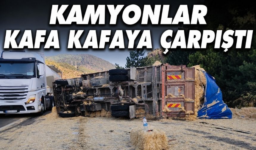 Mudurnu'da İki Kamyon Kafa Kafaya Çarpıştı