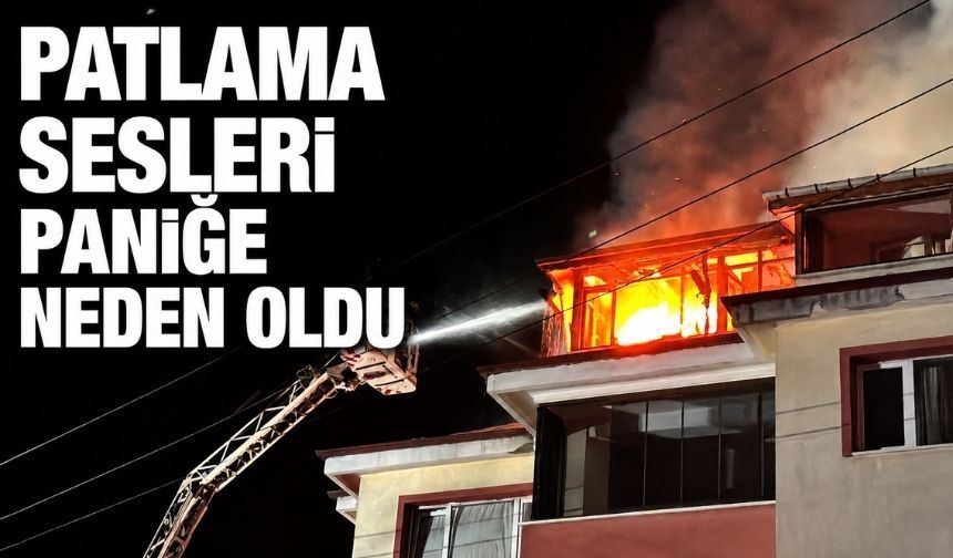 Bolu’da Apartmanda Çıkan Yangında Alevler Geceyi Aydınlattı