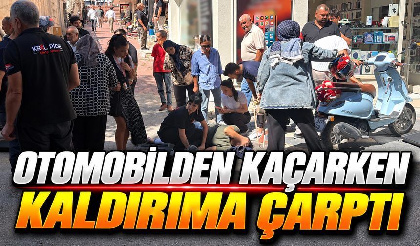 Otomobile Çarpmamak İçin Manevra Yaptı, Kaldırıma Savruldu